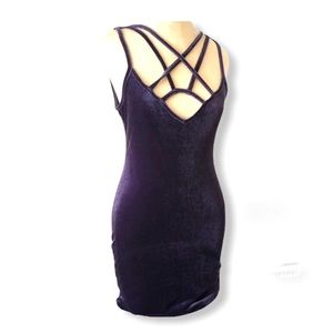 Purple Velvet Cross Strap Bodycon Dancing Dress